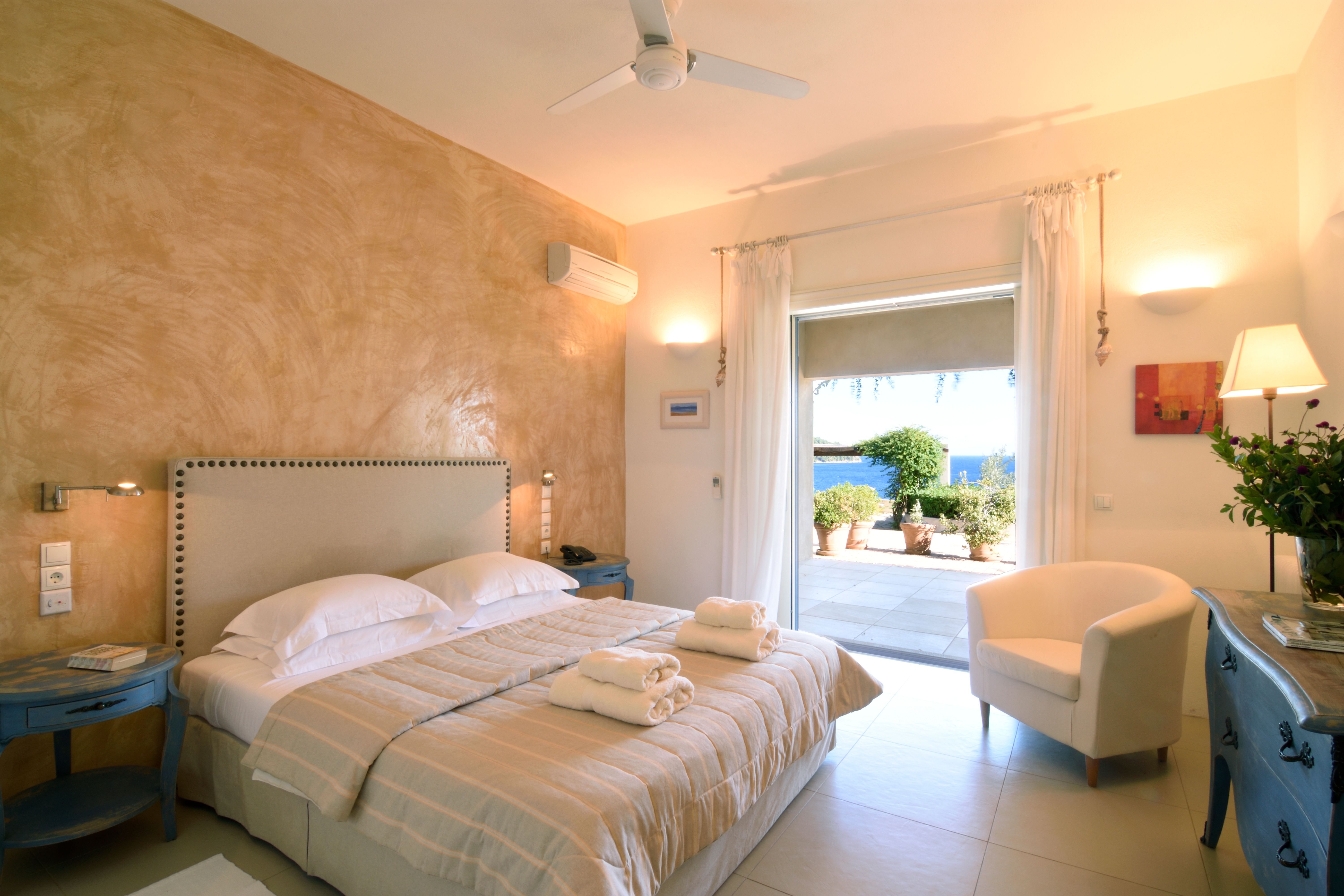 A ground-floor double suite opening onto the terrace