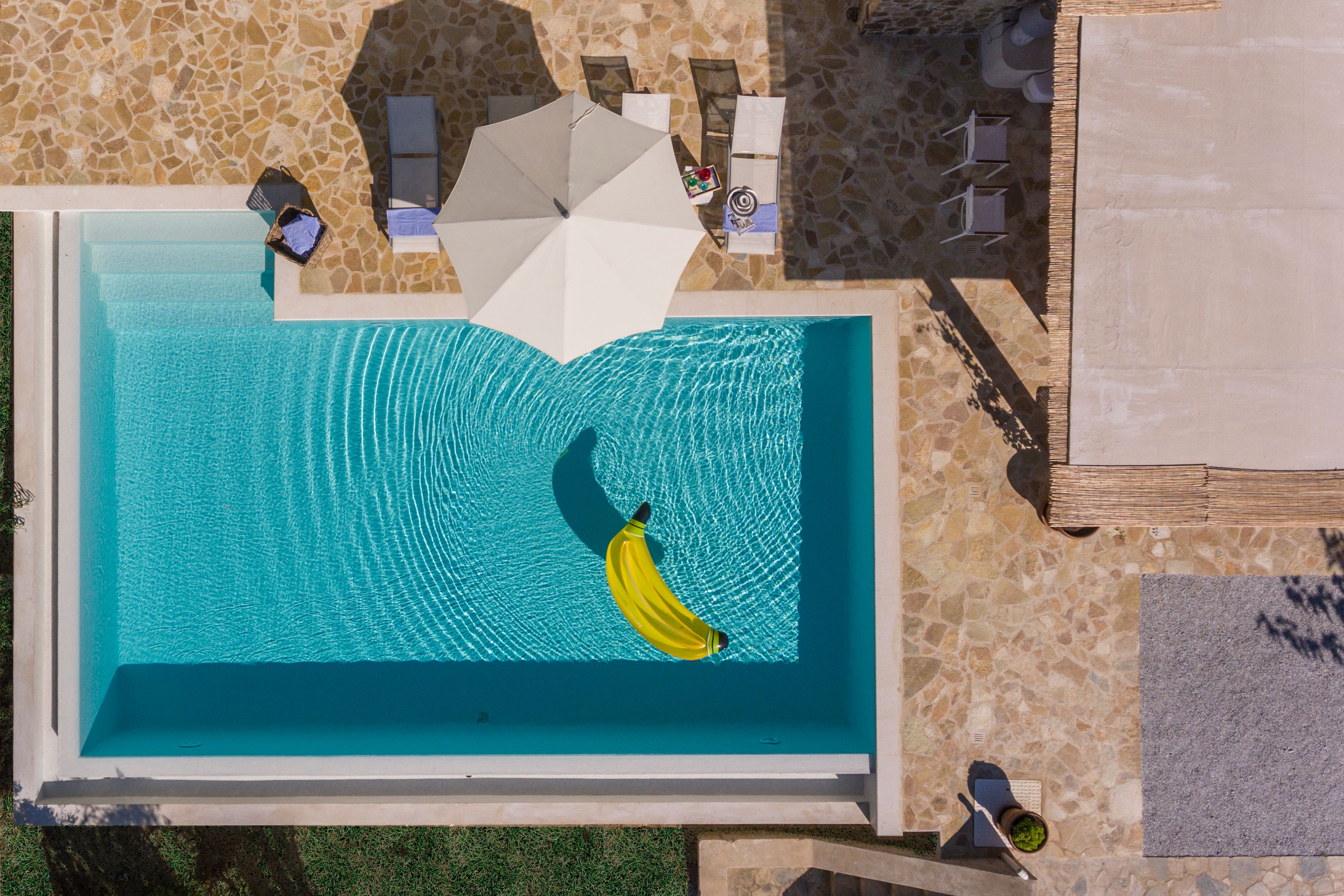 Looking straight down on the GoldieLocks pool and its deck