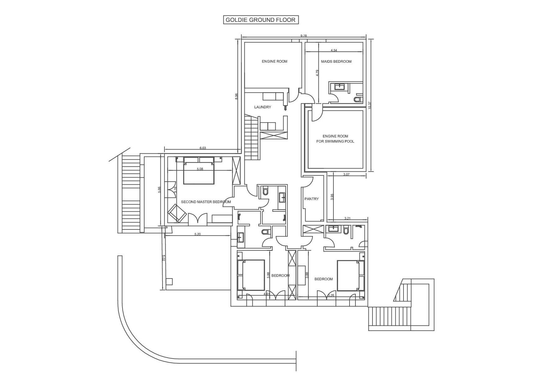 Villa Goldie floor plan: Ground floor