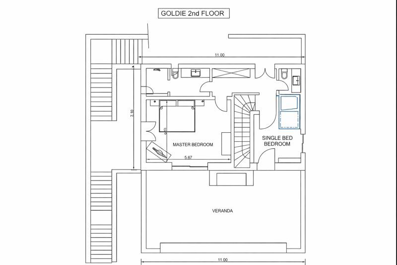 Villa Goldie floor plan: Top floor